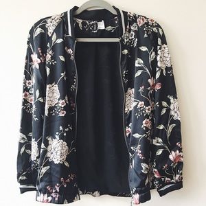 Floral Print Bomber Jacket